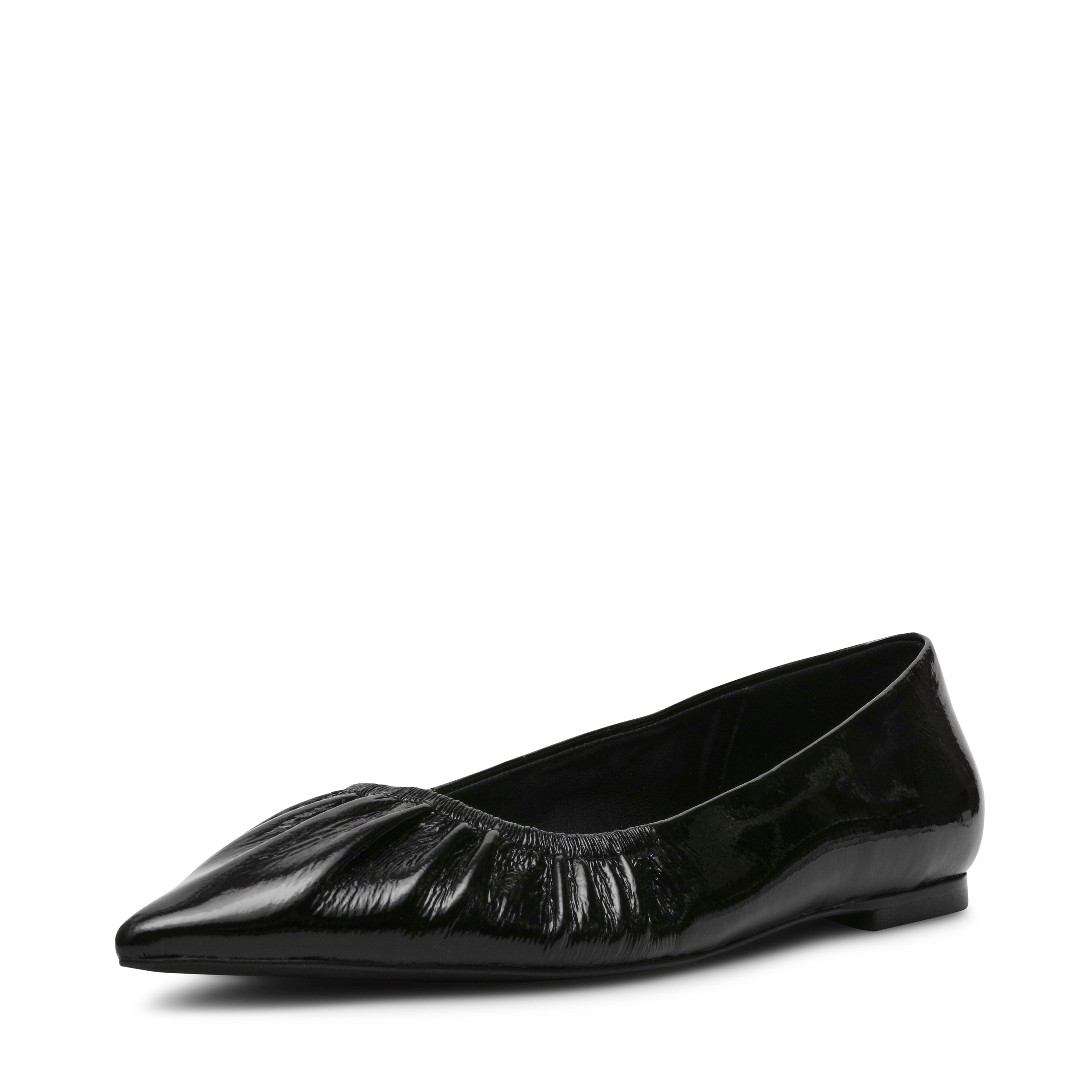 LISTED BLACK LEATHER FLATS