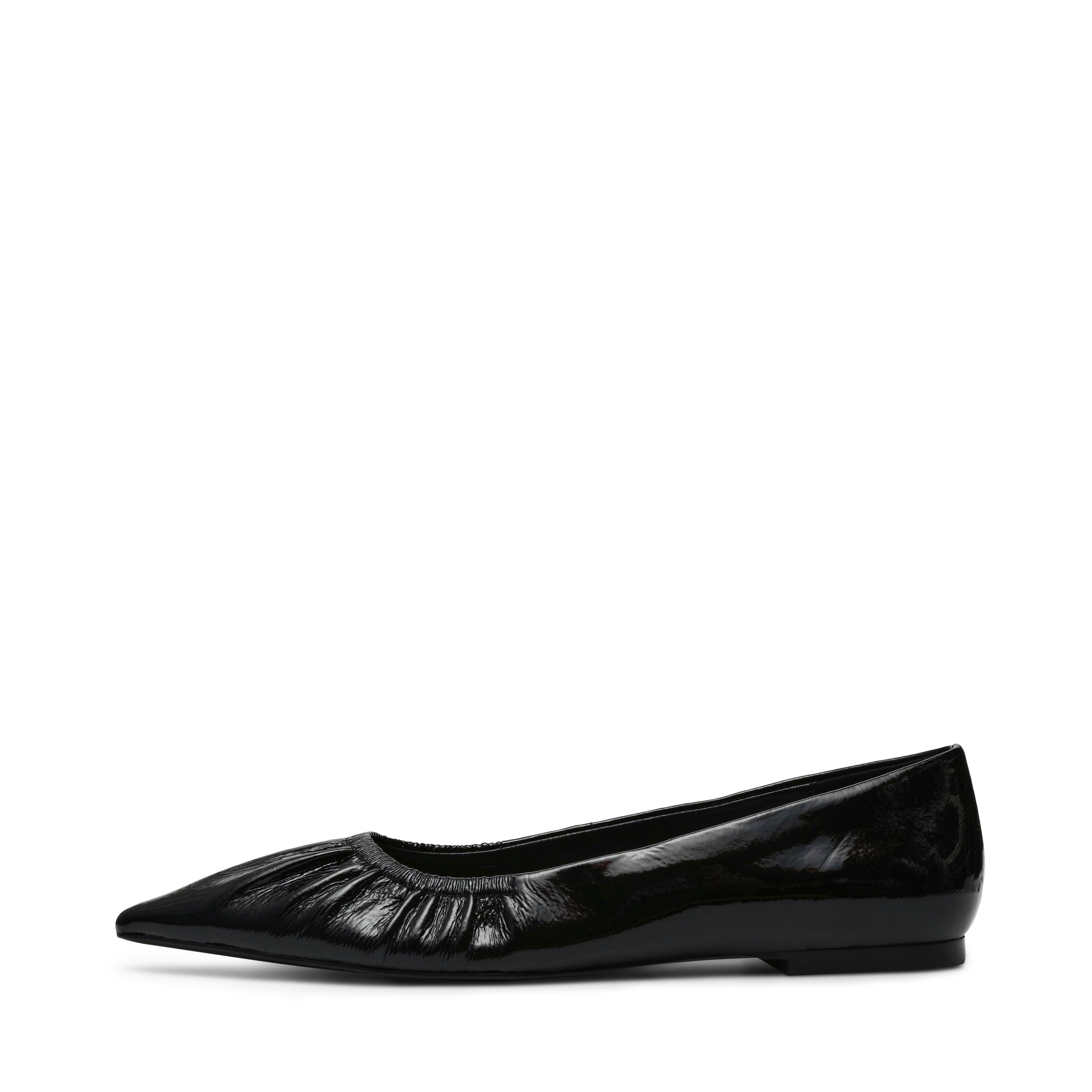LISTED BLACK LEATHER FLATS