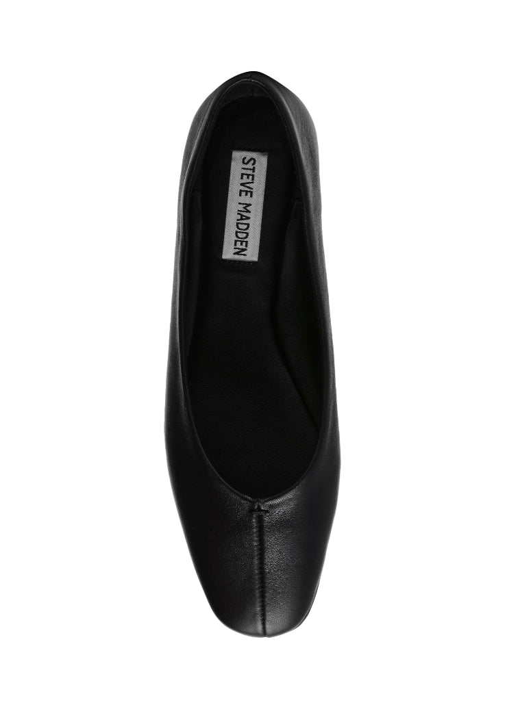 SLIQUE BLACK LEATHER FLATS
