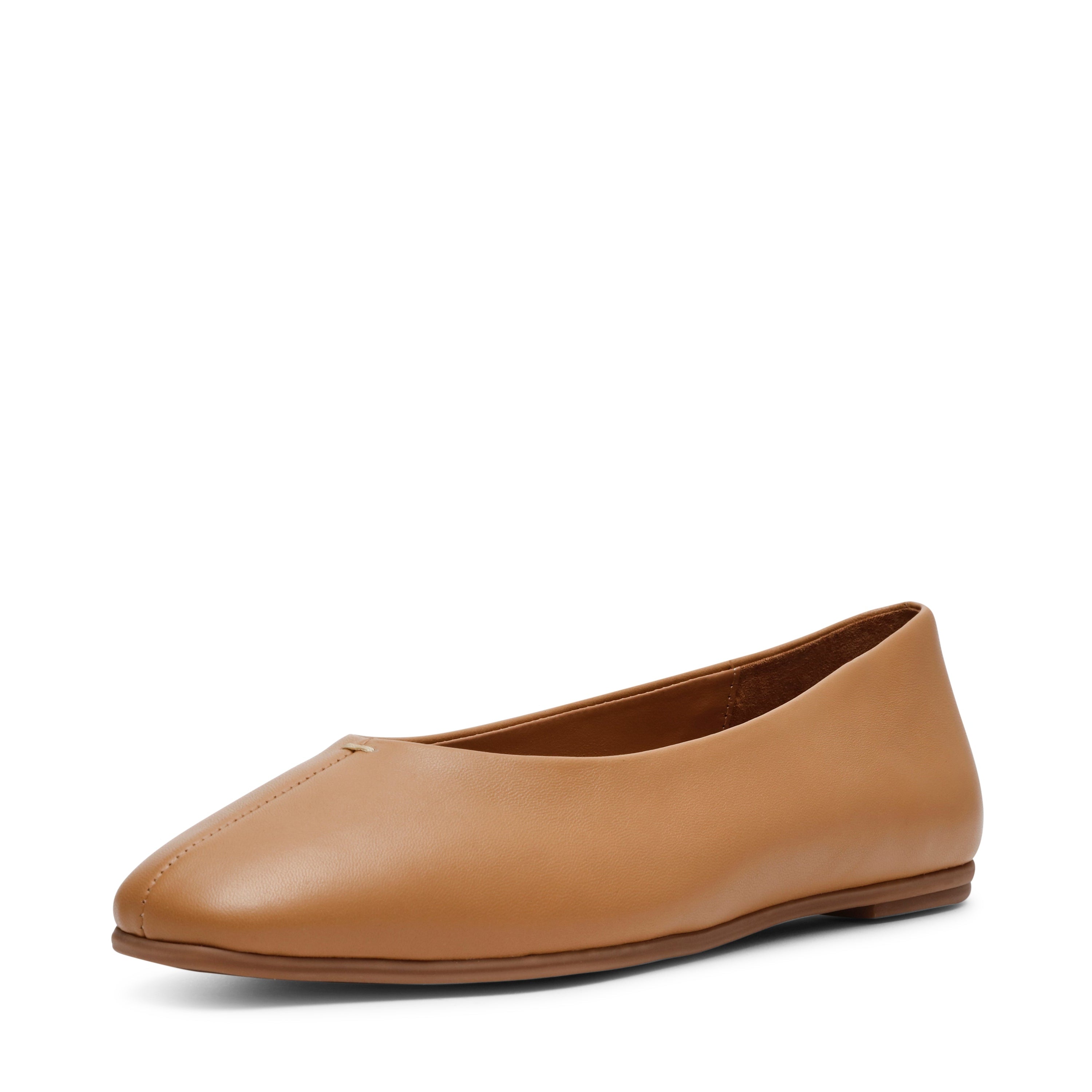 SLIQUE CAMEL LEATHER FLATS