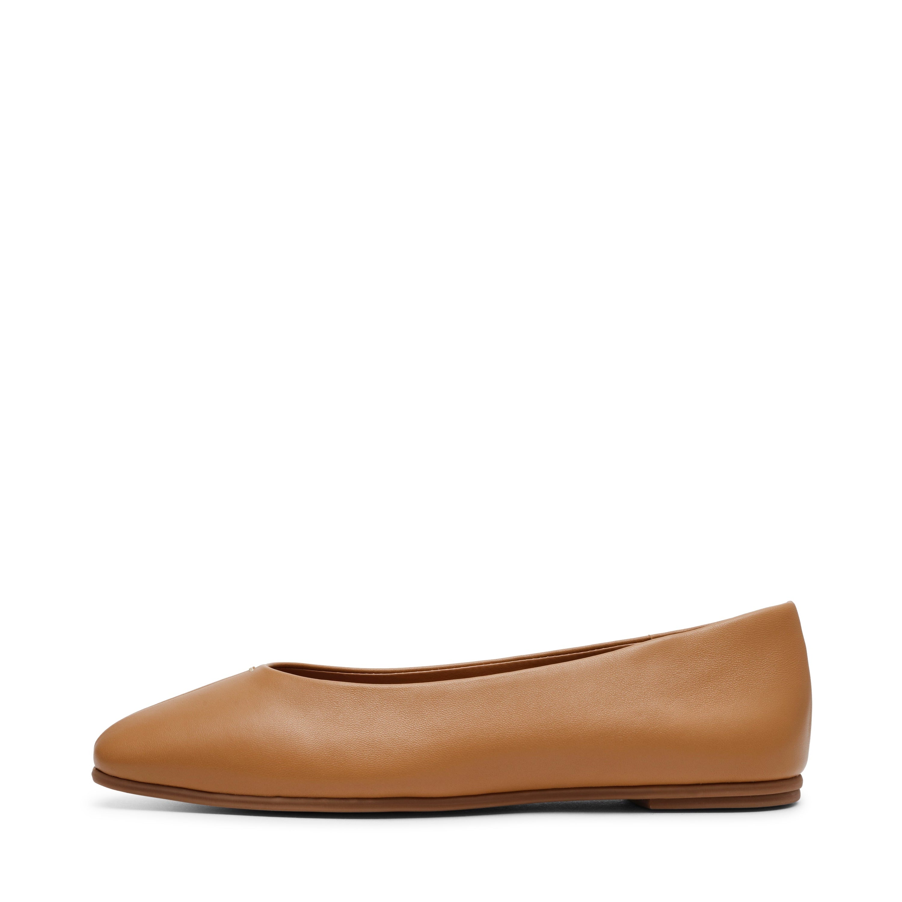 SLIQUE CAMEL LEATHER FLATS