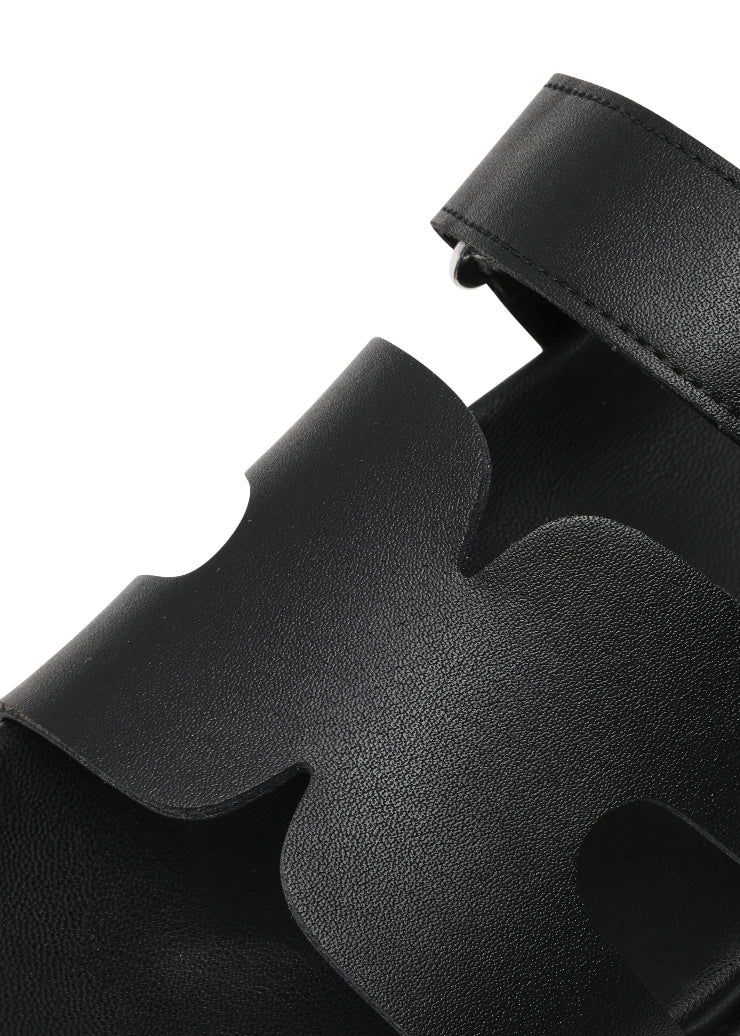 BIGMISSILE BLACK ACTION LEATHER SANDALS
