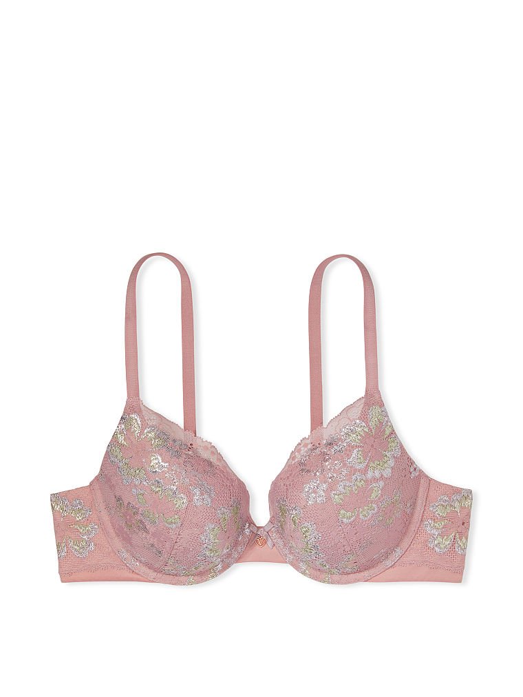 Victoria's Secret Pink Lace Push Up Bra Size Large-DD & Panty Set