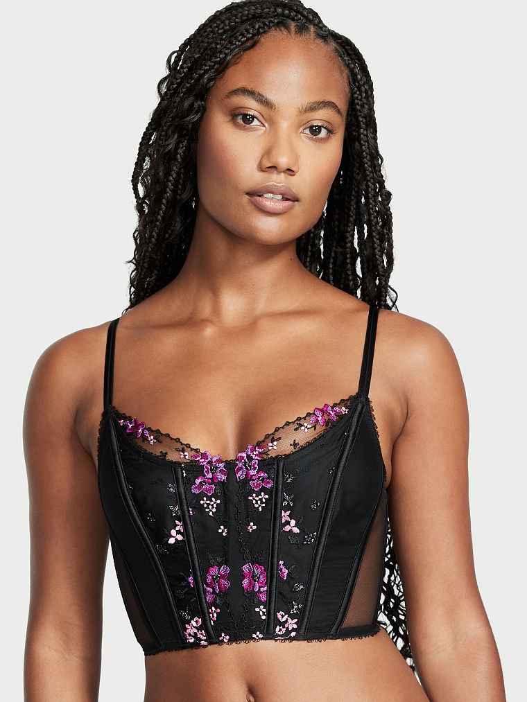 Floral Embroidery Corset Top –