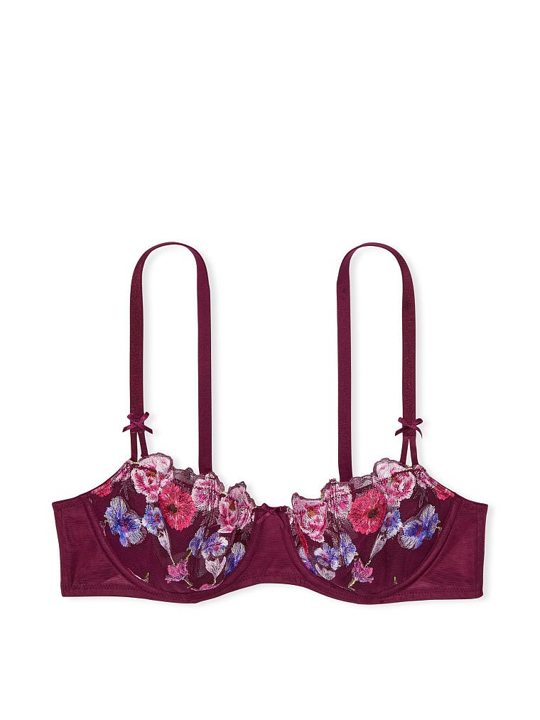 Wicked Unlined Floral Embroidery Balconette Bra