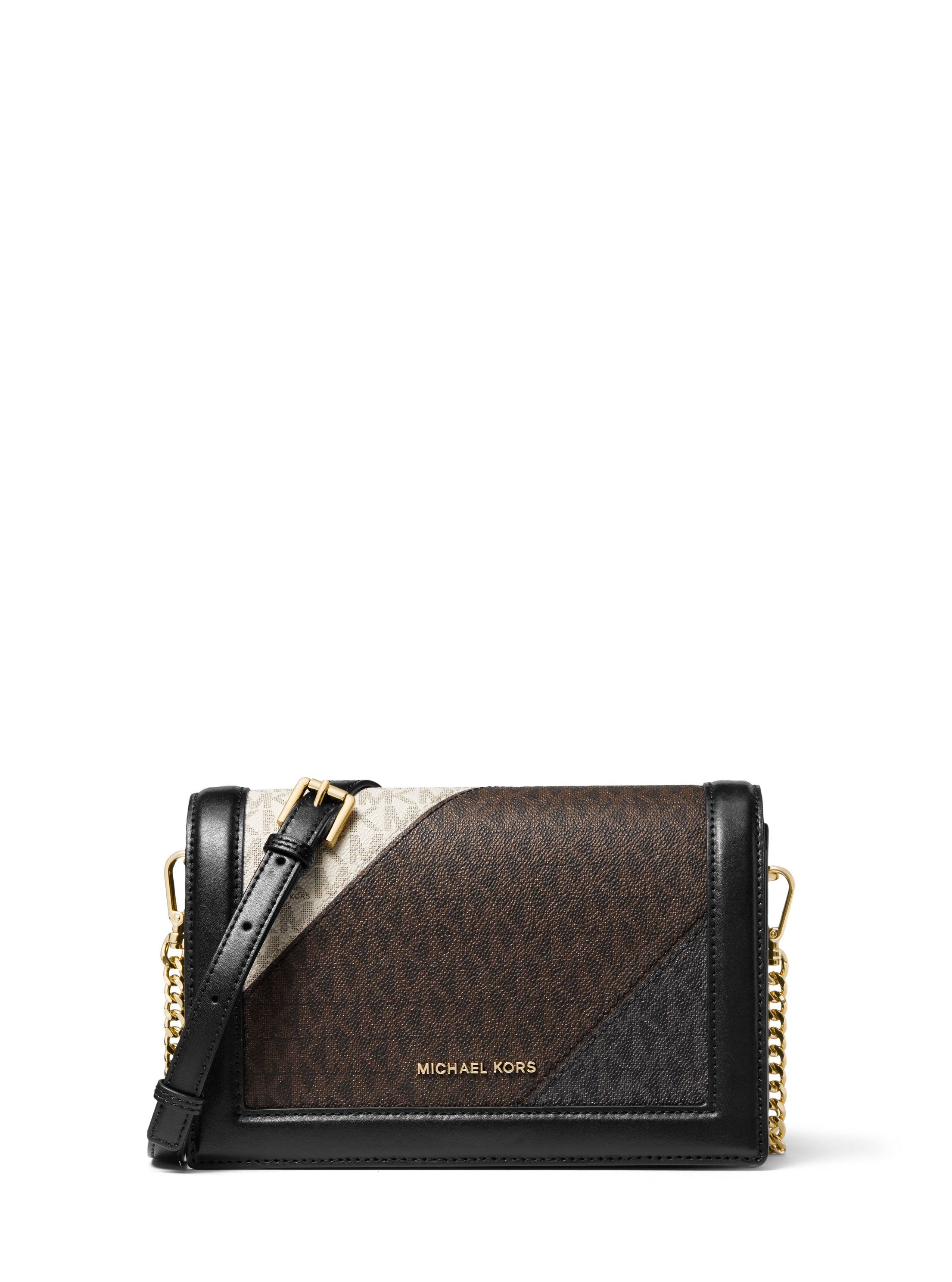 Jet set large color block logo and leather crossbody bag Clearance